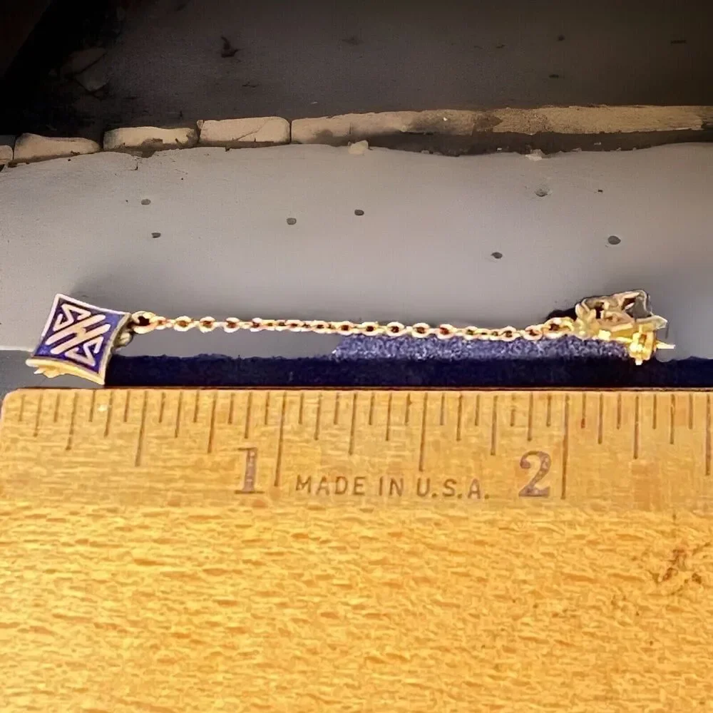 1937 TIE TACK Yonkers Sacred Heart High School SHS Graduation Gold Chain 2 3/8" - Picture 7 of 7